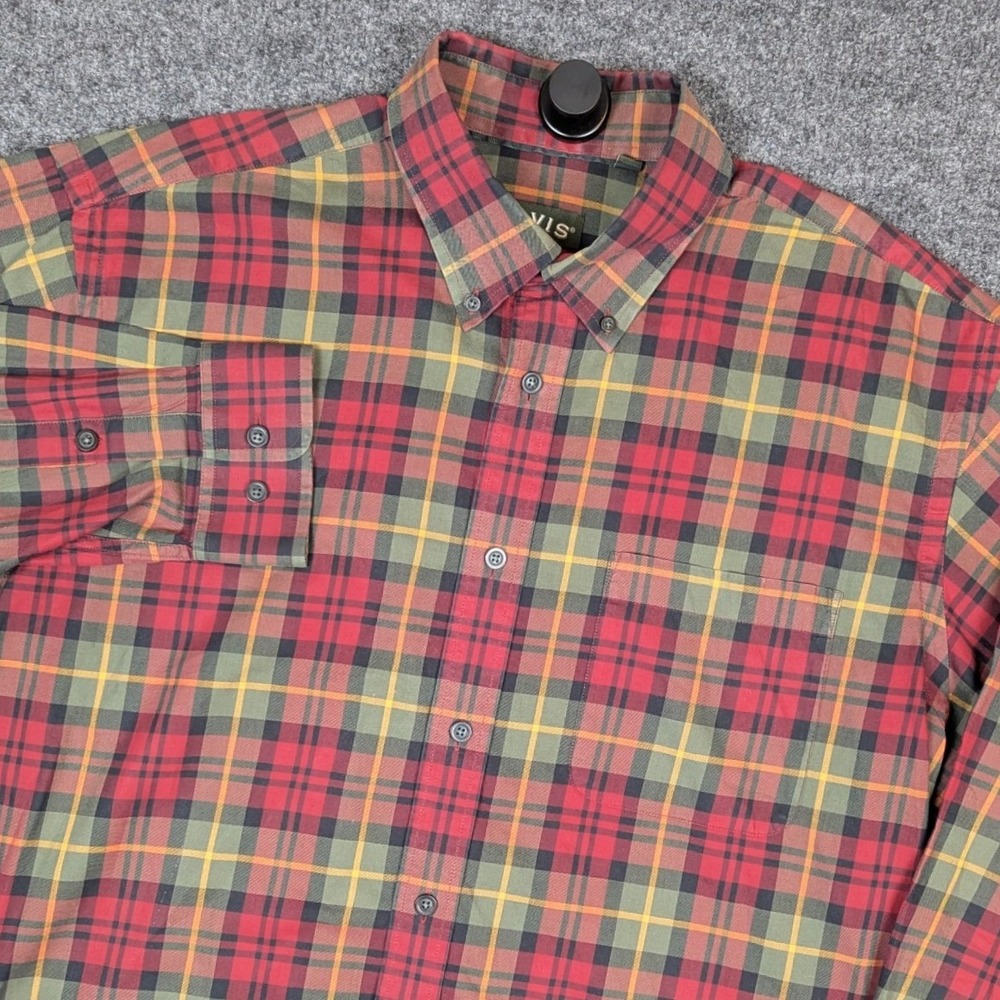 Orvis Heritage Twill Mens XL Red Green Plaid Cotton Button Down Shirt 2TR9